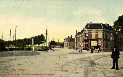 Groningen. - Hoendiep. - volk boten - 1912 gelopen, Verzamelen, Ansichtkaarten | Nederland, Gelopen, Groningen, Voor 1920, Verzenden