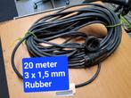 20 m rubber verlengsnoer 3 x 1,5 mm, kabel, Ophalen of Verzenden, Zo goed als nieuw