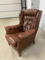 Lederen fauteuil jaren 80, Huis en Inrichting, Fauteuils, Ophalen, Gebruikt, Hout