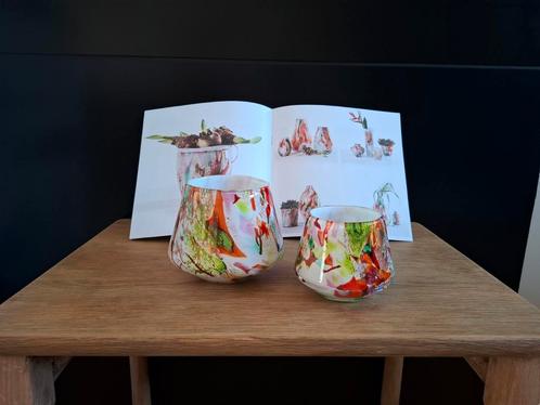 Mooie puntgave Fidrio Mixed Colours vaasjes, Huis en Inrichting, Woonaccessoires | Vazen, Zo goed als nieuw, Minder dan 50 cm