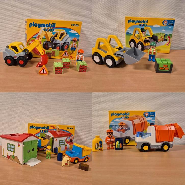 Playmobil 123 junior werkwagens voertuigen garage Nieuwstaat, Kinderen en Baby's, Speelgoed | Playmobil, Zo goed als nieuw, Ophalen of Verzenden