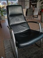 Mooie zwart leren fauiteul, Huis en Inrichting, Fauteuils, Ophalen of Verzenden