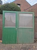Oude Houten Schuurdeuren - 226x225 cm, Gebruikt, Garagedeur, Ophalen of Verzenden, Glas