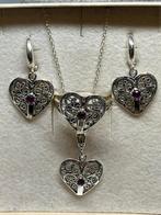 Zilveren set met robijnen (oorbellen hanger en ring), Sieraden, Tassen en Uiterlijk, Kettinghangers, Overige voorstellingen, Info@zilverenedelstenen.com