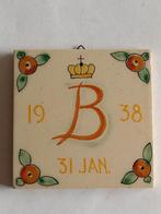 geboorte tegel Beatrix 31 jan. 1938 - 10,5 x 10,5 cm, Antiek en Kunst, Antiek | Wandborden en Tegels, Ophalen
