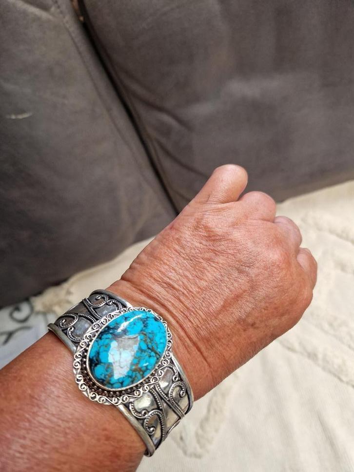 zilveren armband met Tuquoise, Sieraden, Tassen en Uiterlijk, Armbanden, Nieuw, Zilver, Zilver, Met edelsteen, Verzenden