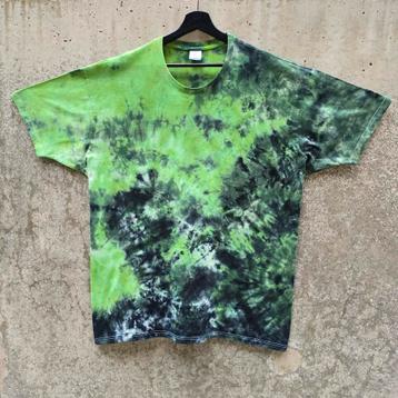 Groen zwart tie dye fret & maan print tshirt unisex maat 4XL beschikbaar voor biedingen
