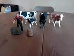 Schleich koeien, stier, kalf en boer, Ophalen of Verzenden, Zo goed als nieuw, Beeldje of Figuurtje