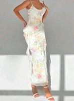 Prachtige zomers jurk wit met kleur bloemen maat L, Kleding | Dames, Gelegenheidskleding, Maat 38/40 (M), Overige typen, Verzenden