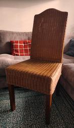 4 stuks rieten eetkamerstoelen, Ophalen, Gebruikt, Bruin, Riet of Rotan