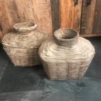 Mooie oude leemmanden, Decoratieve manden uit Indonesië., Huis en Inrichting, Woonaccessoires | Schalen en Manden, Gebruikt, Mand