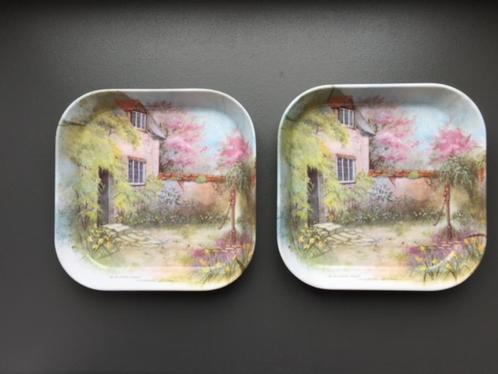 2 Vintage mini melamine dienbladen Mebel uit Italië, Huis en Inrichting, Woonaccessoires | Dienbladen, Zo goed als nieuw, Kunststof