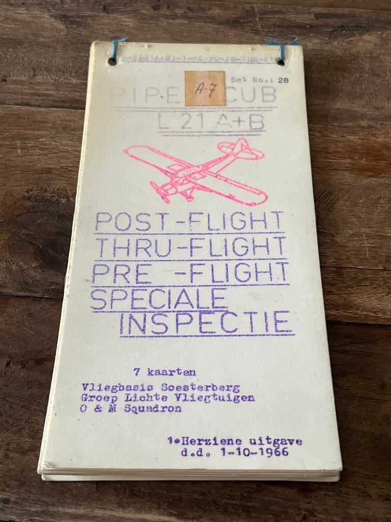 Inspectiekaarten L-21 A+B Vliegtuig Soesterberg 1966, Verzamelen, Ophalen of Verzenden