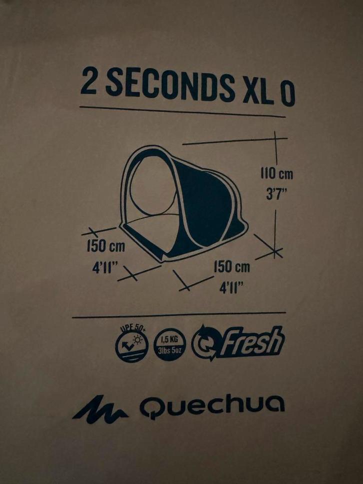 2 Seconds XL 0 - Pop-up Tent, Quechua Decathlon, Caravans en Kamperen, Tenten, tot en met 2, Gebruikt, Ophalen