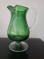 Groene glazen waterkan, karaf, Ophalen of Verzenden