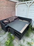 Wicker Loungeset met Tafel en Kussens, Tuin en Terras, Tuinsets en Loungesets, 5 zitplaatsen, Gebruikt, Ophalen of Verzenden, Loungeset