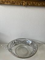 Fruitschaal. Glas. Inleg zilver.Geheel gaaf.Sterling gekeurd, Verzenden