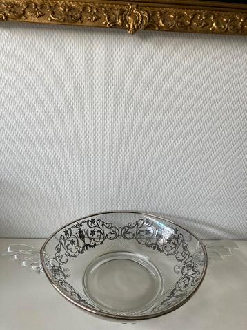 Fruitschaal. Glas. Inleg zilver.Geheel gaaf.Sterling gekeurd beschikbaar voor biedingen