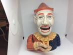 Gietijzeren Mechanische Pierrot Spaarpot.hoogte 17 cm, Ophalen of Verzenden, Zo goed als nieuw, Metaal of Blik, Overige thema's