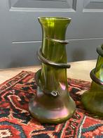 Twee antieke art deco loetz slangenvaas vazen geiriseerd, Antiek en Kunst, Ophalen of Verzenden