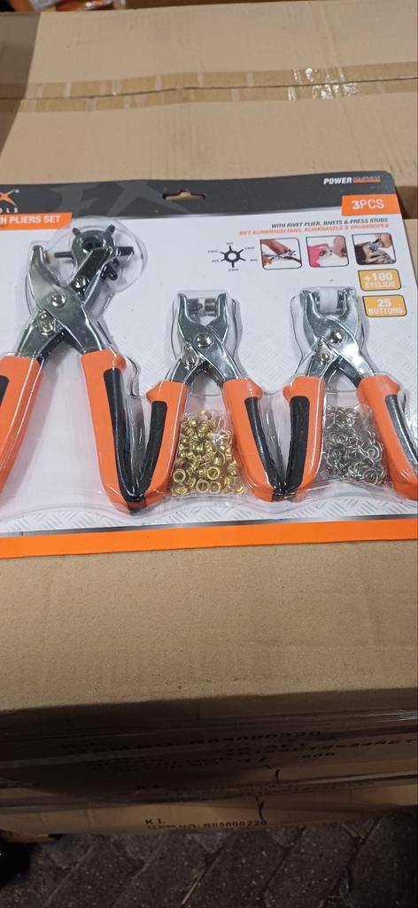 3-delige Tangenset: Rivet, Oogjes & Drukknoop, Doe-het-zelf en Verbouw, Gereedschap | Handgereedschap, Nieuw, Ophalen of Verzenden