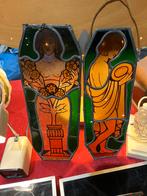 Twee ophang glas en lood panelen, Antiek en Kunst, Ophalen of Verzenden