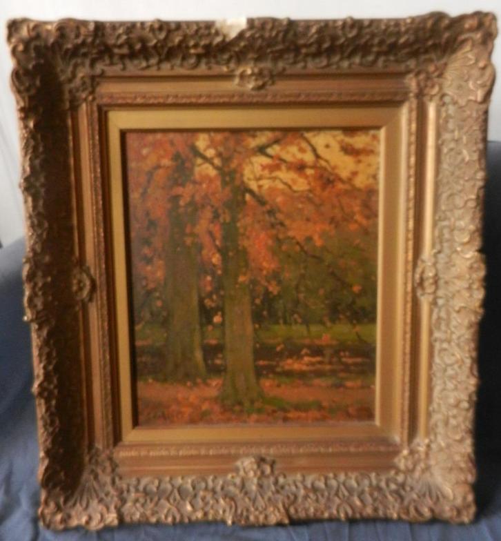 Olieverf op paneel Bosgezicht bij beek Pieter / Piet de Regt, Antiek en Kunst, Kunst | Schilderijen | Klassiek, Ophalen of Verzenden