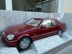 1:18 Mercedes CL600 C140 V12 Almandin rood 1996 Norev JJTOP, Hobby en Vrije tijd, Modelauto's | 1:18, Auto, Norev, Norev, Zo goed als nieuw