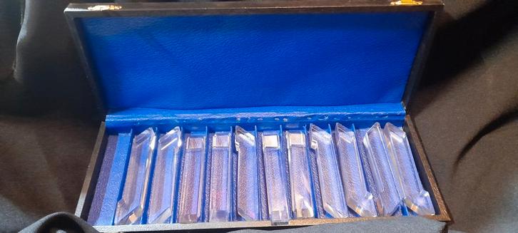 Kristallen messenleggers in doos, Antiek en Kunst, Antiek | Glas en Kristal, Ophalen of Verzenden