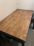 Eettafel houtlook zwarte poten, Huis en Inrichting, Tafels | Eettafels, Ophalen, 50 tot 100 cm, Zo goed als nieuw, 150 tot 200 cm