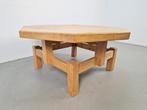 Brutalistische eiken salontafel achthoek rustiek Japandi ´60, Ophalen, 100 tot 150 cm, N, Eikenhout