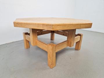 Brutalistische eiken salontafel achthoek rustiek Japandi ´60 beschikbaar voor biedingen