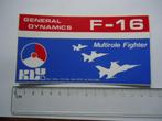 sticker oud Leger F16 vliegtuig KLU General dynamics F-16, Verzamelen, Verzenden, Zo goed als nieuw, Bedrijf of Vereniging