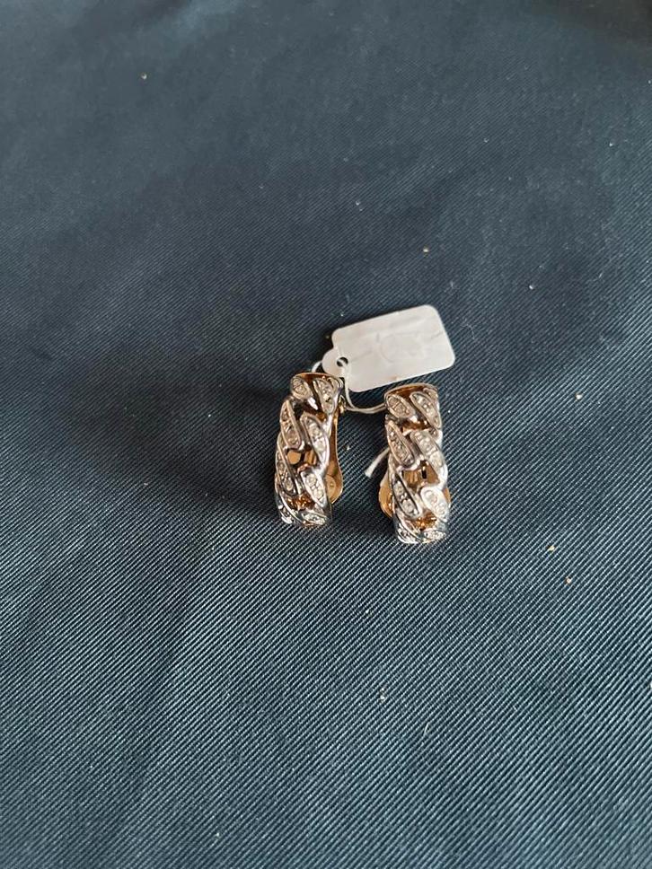 Gouden Oorbellen met Strass clips, Sieraden, Tassen en Uiterlijk, Oorbellen, Zo goed als nieuw, Knopjes of Stekers, Overige materialen