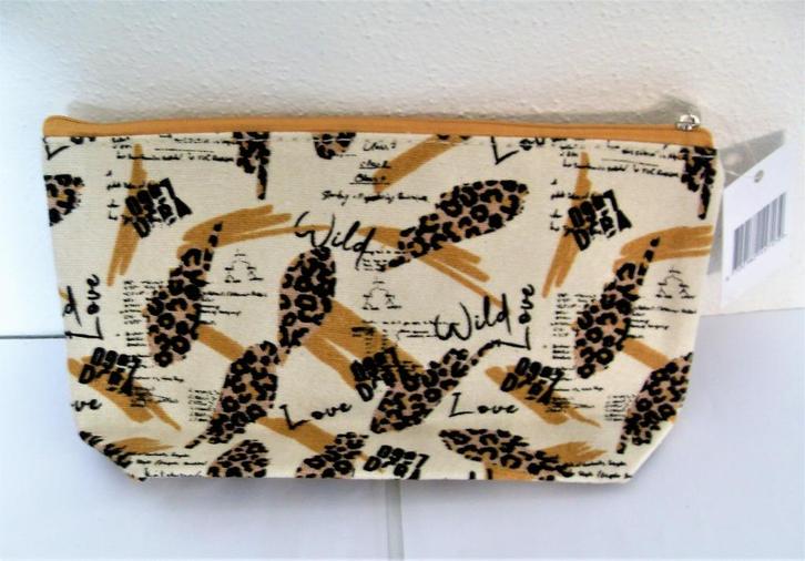 Make-Up tasje panter / toilettas geel / etui  - NIEUW !!!, Sieraden, Tassen en Uiterlijk, Toilettassen, Nieuw, Ophalen of Verzenden