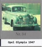 Vp97 autokaartje nr 34 opel olympia ----- 1947  5cm x 5 cm, Ophalen of Verzenden, Zo goed als nieuw, Auto's