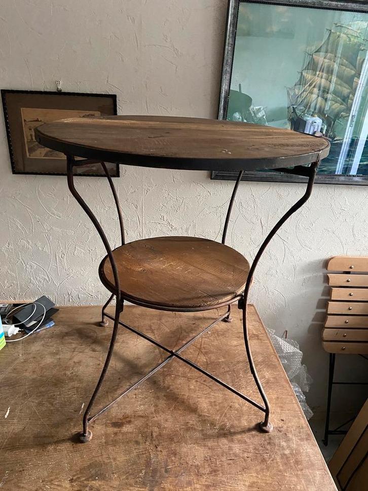 Antieke curiosa keuken bijzettafel werktafel ronde tafel, Huis en Inrichting, Tafels | Sidetables, Zo goed als nieuw, 25 tot 50 cm