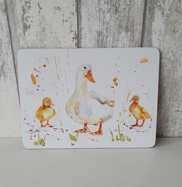4 harde placemats "Duck" eend placemat kip sale 40%
