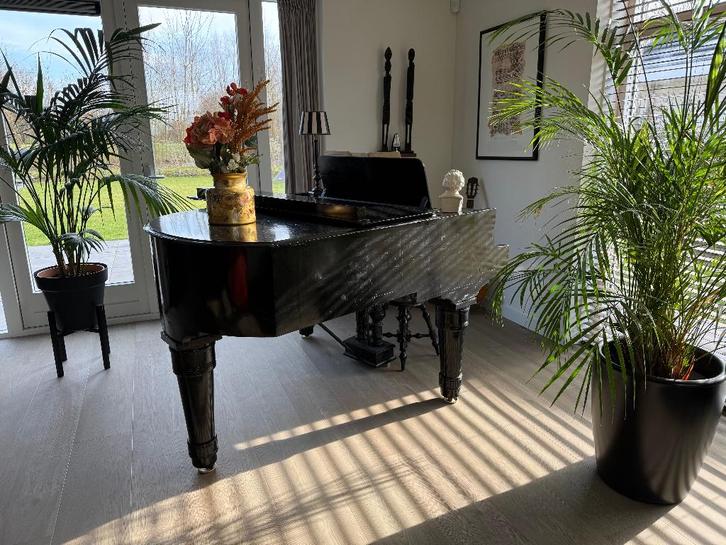 Vleugel, Muziek en Instrumenten, Piano's, Gebruikt, Vleugel, Zwart, Hoogglans, Ophalen