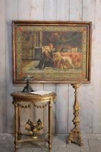 Grote oude print op doek, Ophalen