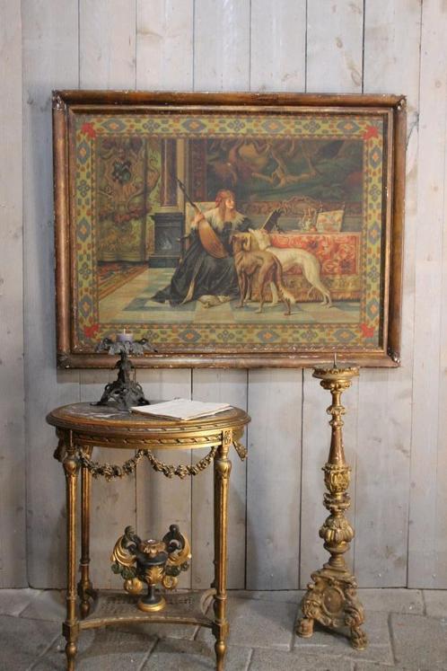 Grote oude print op doek, Antiek en Kunst, Antiek | Woonaccessoires, Ophalen