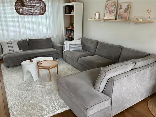 Zgan hoekbank + losse chaise longue Woood vergrijsd groen, Huis en Inrichting, Banken | Complete zithoeken, Zo goed als nieuw