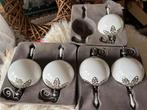 Brocante barok kerstballen wit met zilver, Ophalen