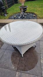 RONDE TUIN TAFEL  120 cm  MET GLASPLAAT, Tuin en Terras, Tuintafels, Ophalen, Nieuw, Rond, Wicker