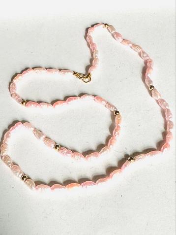 Roze zoetwaterparel ketting 14 kt slotje beschikbaar voor biedingen
