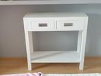 Witte houten hal- of sidetable met twee lades, Ophalen, Gebruikt, 50 tot 100 cm, Landelijk