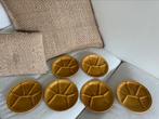 6 vintage Gien Franse oker gele fondueborden, Huis en Inrichting, Keuken | Servies, Ophalen of Verzenden, Zo goed als nieuw, Overige stijlen