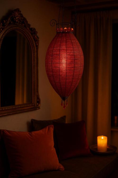 handgemaakte oosterse hanglamp lampion, Huis en Inrichting, Lampen | Tafellampen, Zo goed als nieuw, Minder dan 50 cm, Ophalen of Verzenden