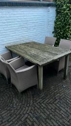 GRATIS  Houten buiten eettafel + 6 stoelen, Ophalen, Kunststof, Gebruikt, Eettafel