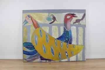 Modern schilderij vogels abstract expressionisme vintage beschikbaar voor biedingen